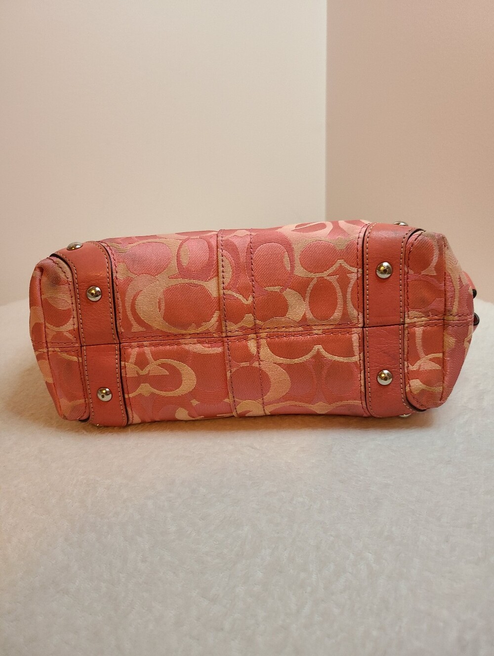 Rare Y2K Vintage Coach Carly Pink Signature Optic Medium Hobo Bag - Picture 5 of 10